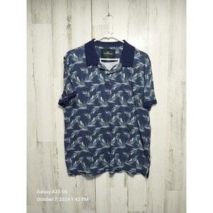 Rodd & Gunn Polo Shirt Men's XL Blue Palm Print Sports Fit Short Sleeve Pullover